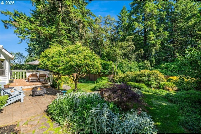 14940 SW Michael Ct, Sherwood, OR 97140 - view of yard with a fire pit and a deck