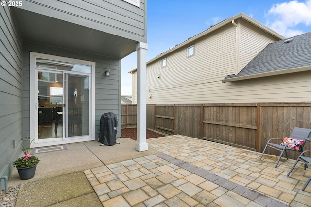 view of patio featuring a fenced backyard