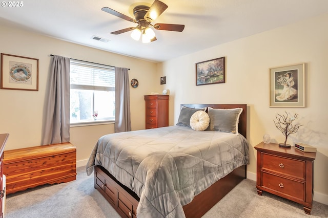 12130 SW Kelly Ln, Tigard, OR 97223 - bedroom with light carpet, baseboards, and ceiling fan