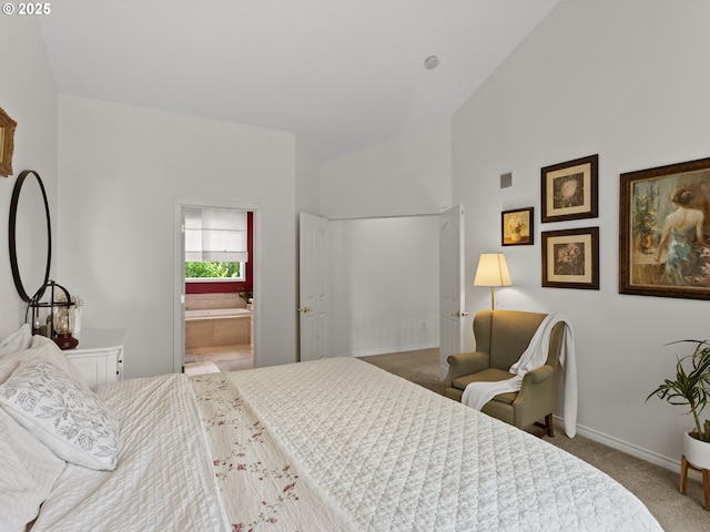17717 NE 26th St, Vancouver, WA 98684 - carpeted bedroom with high vaulted ceiling and connected bathroom
