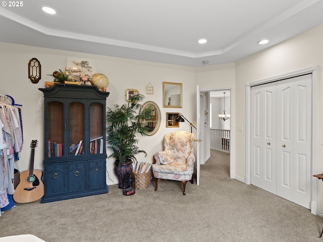 17717 NE 26th St, Vancouver, WA 98684 - sitting room featuring carpet, recessed lighting, and a raised ceiling