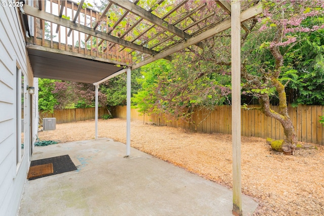 17474 SW Sarala St, Beaverton, OR 97007 - view of patio / terrace featuring a fenced backyard, a pergola, and cooling unit