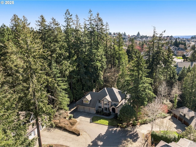 bird's eye view with a forest view