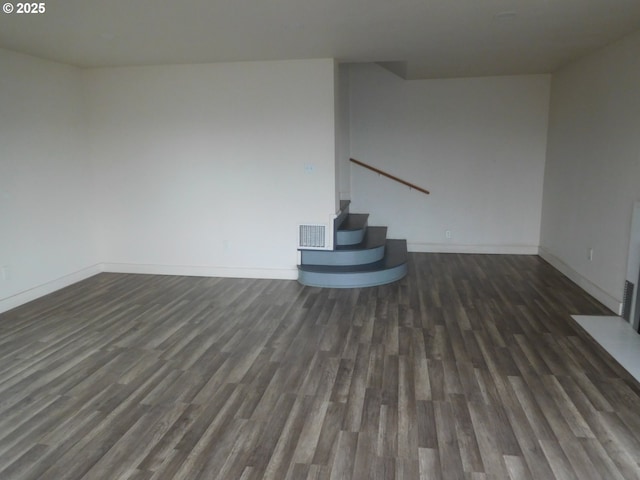 unfurnished living room featuring dark hardwood / wood-style flooring