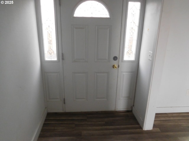 foyer featuring dark wood-type flooring