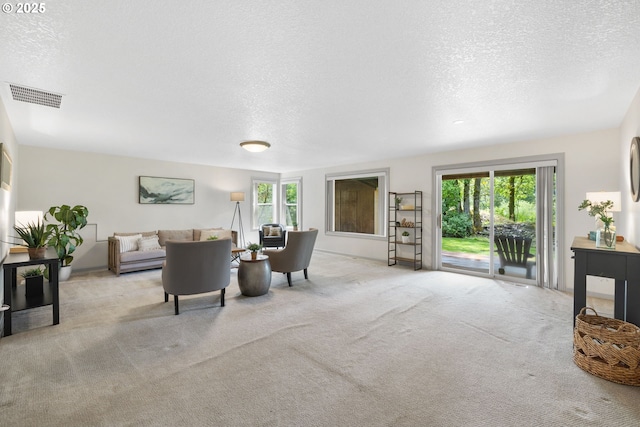 690 N Shepherd Rd, Washougal, WA 98671 - carpeted living area with a textured ceiling and baseboards