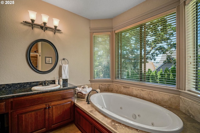 6147 Quail Hollow St, Salem, OR 97306 - full bathroom featuring a jetted tub and vanity