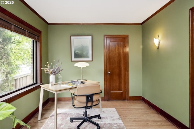 3622 NE Hassalo St, Portland, OR 97232 - home office with crown molding and light wood-style flooring
