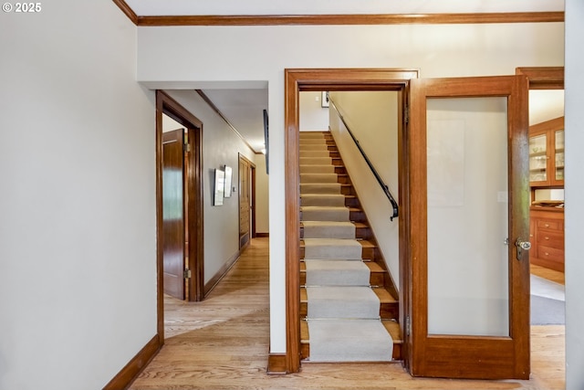 3622 NE Hassalo St, Portland, OR 97232 - stairway with ornamental molding and wood finished floors