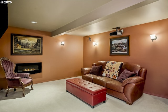3622 NE Hassalo St, Portland, OR 97232 - cinema featuring carpet floors, a glass covered fireplace, and recessed lighting