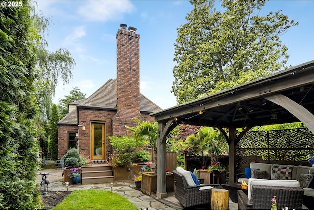 3622 NE Hassalo St, Portland, OR 97232 - view of patio / terrace featuring a gazebo and an outdoor living space