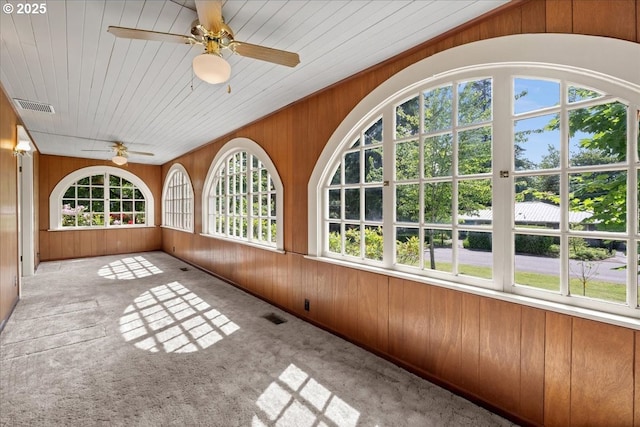 4623 SW Garden Home Rd, Portland, OR 97219 - unfurnished sunroom with wood walls, carpet flooring, and wood ceiling