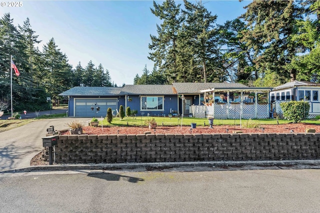 ranch-style home with a garage