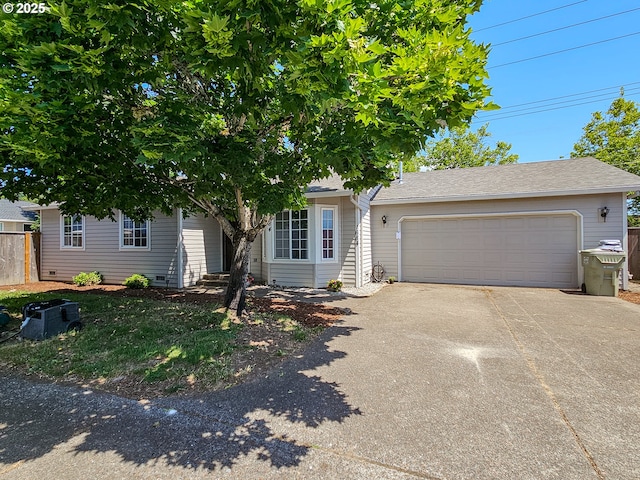 1684 NE 87th Ave, Hillsboro, OR 97006 - view of property hidden behind natural elements with driveway, an attached garage, and roof with shingles