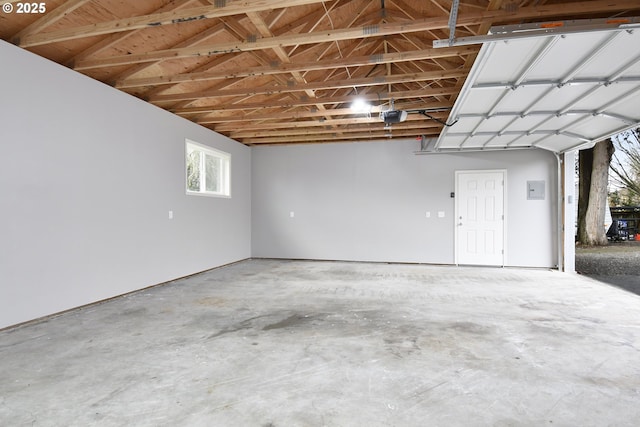garage with a garage door opener