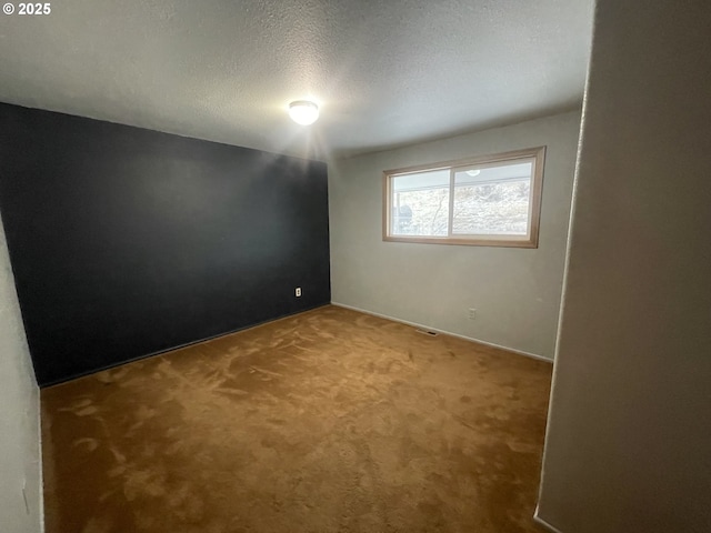 carpeted spare room featuring a textured ceiling