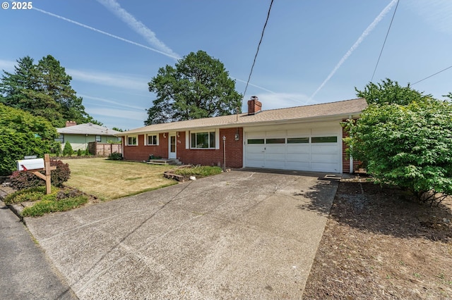 1938 NW Sierra Ln, Camas, WA 98607 - single story home with brick siding, a garage, driveway, and a chimney