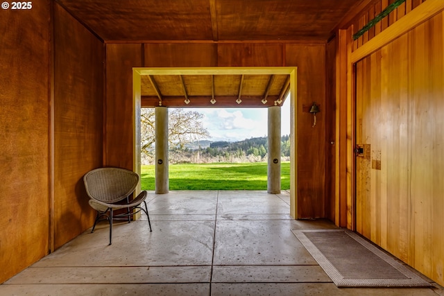 85789 Allbritain Ln, Eugene, OR 97405 - entryway featuring wood ceiling and wood walls