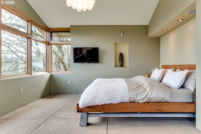 85789 Allbritain Ln, Eugene, OR 97405 - bedroom featuring vaulted ceiling and recessed lighting