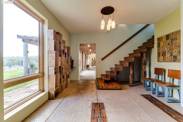 85789 Allbritain Ln, Eugene, OR 97405 - stairs featuring a chandelier