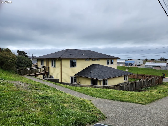 29847 Hillcrest St, Gold Beach, OR 97444 - view of property exterior with a deck and a shingled roof