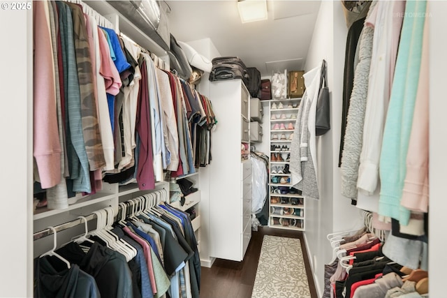 spacious closet with wood finished floors