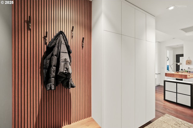 mudroom featuring light wood-style flooring