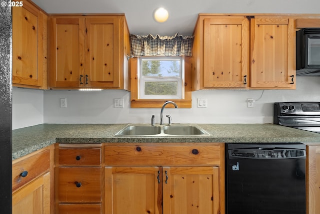 kitchen featuring black appliances and a sink