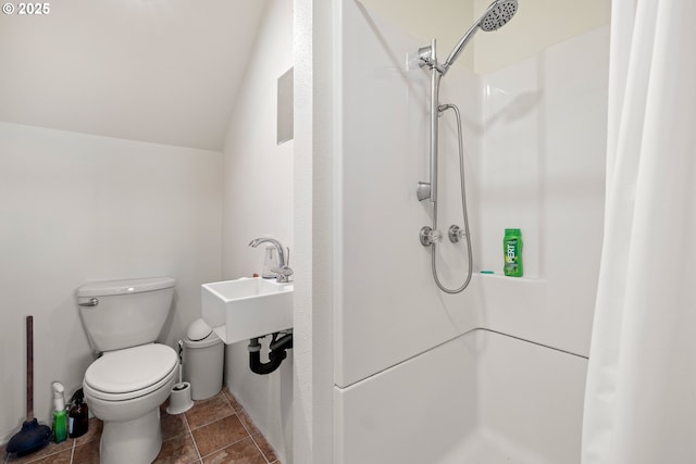 full bathroom featuring a sink, a shower, and toilet