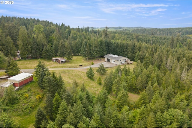 view of subject property featuring a forest