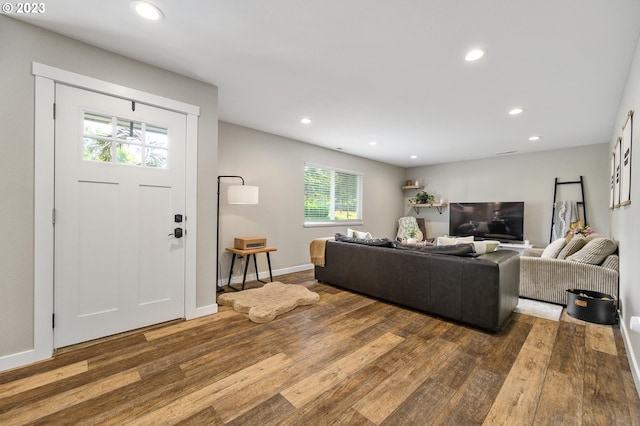 15915 SE Harold Ave, Milwaukie, OR 97267 - living room with wood finished floors, recessed lighting, and baseboards