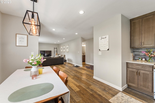 15915 SE Harold Ave, Milwaukie, OR 97267 - dining area with recessed lighting, baseboards, and dark wood-type flooring