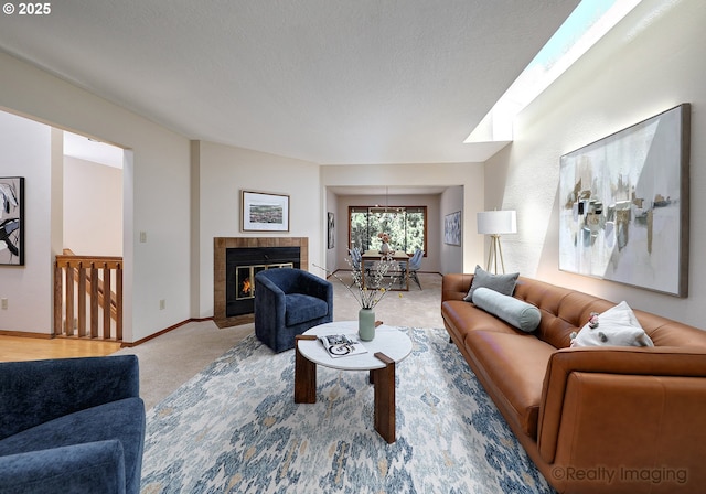 1929 SW Broadleaf Dr, Portland, OR 97219 - living area featuring carpet flooring and a fireplace