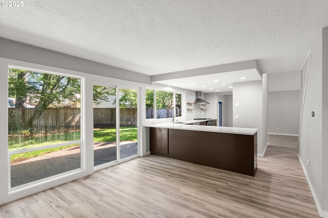 kitchen with plenty of natural light, light countertops, and light wood finished floors