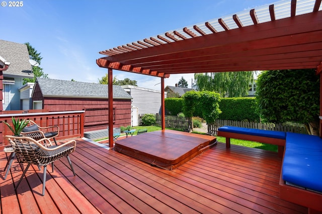 deck featuring a pergola