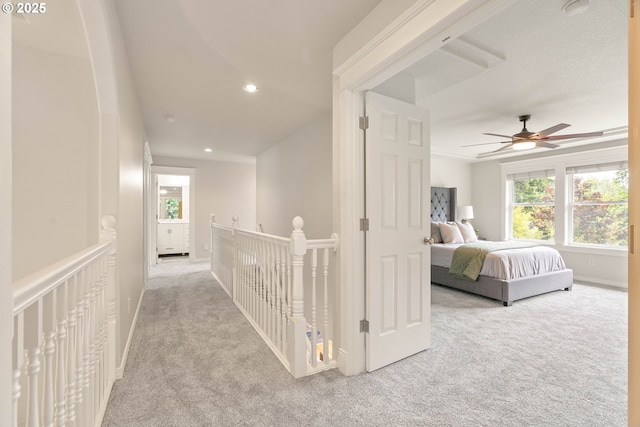 10540 SW Lancaster Rd, Portland, OR 97219 - hall featuring carpet, an upstairs landing, healthy amount of natural light, and recessed lighting