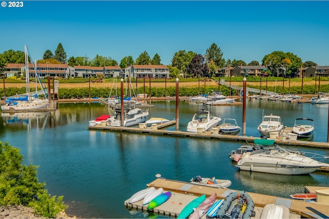 dock area featuring a water view