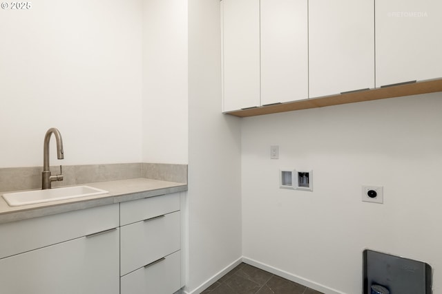 2417 E 6th St, Vancouver, WA 98661 - washroom with baseboards, washer hookup, a sink, hookup for an electric dryer, and cabinet space