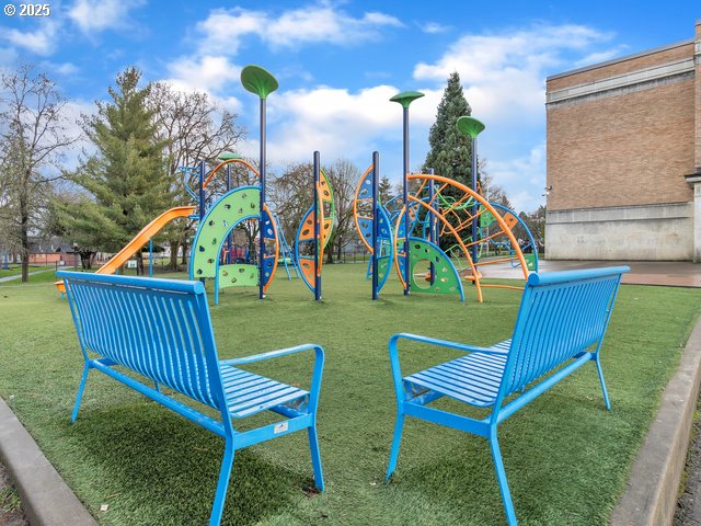 community playground with a lawn