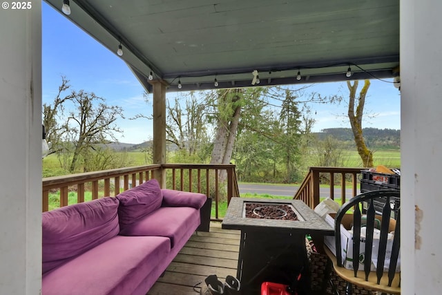 80388 Territorial Hwy, Eugene, OR 97405 - wooden terrace featuring an outdoor living space with a fire pit