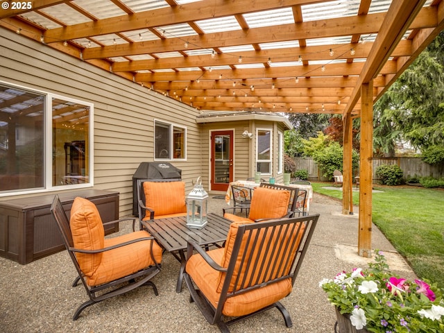 29643 SW Young Way, Wilsonville, OR 97070 - fenced backyard with grilling area, a pergola, and a patio area