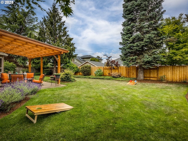 29643 SW Young Way, Wilsonville, OR 97070 - fenced backyard with a pergola and a patio area