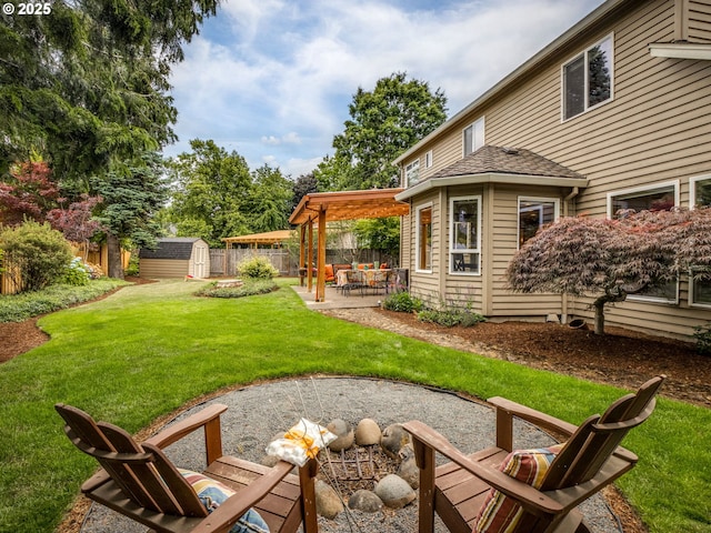 29643 SW Young Way, Wilsonville, OR 97070 - fenced backyard with a storage shed and a patio area