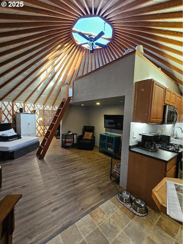 interior space featuring lofted ceiling
