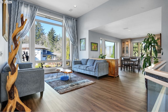 50 SE Avondale Ct, Gresham, OR 97080 - living area with dark wood-type flooring and recessed lighting