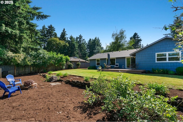 18344 Terry Ave, Lake Oswego, OR 97035 - view of yard with an outdoor fire pit and a deck