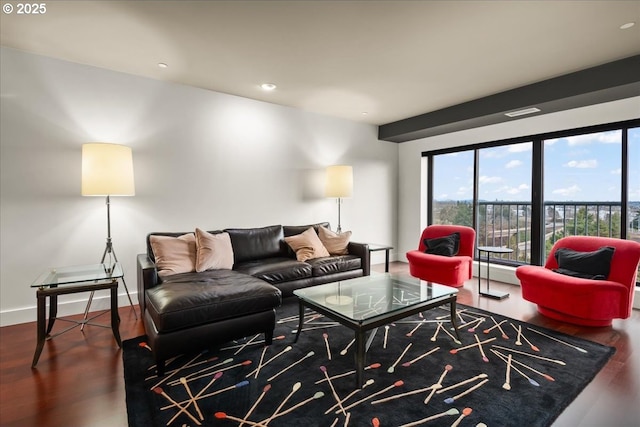 living room featuring hardwood / wood-style flooring