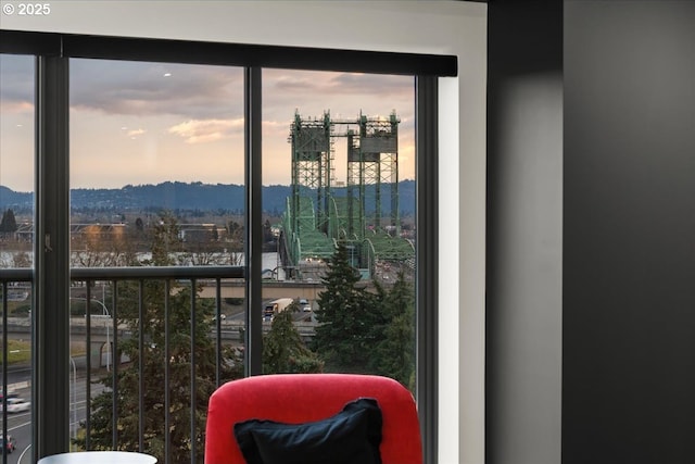 entryway with a mountain view