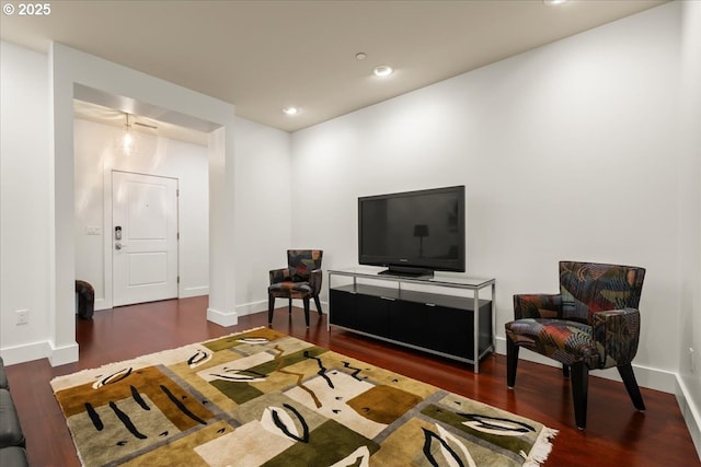 living room featuring dark hardwood / wood-style floors