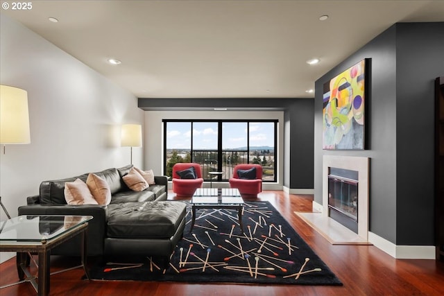 living room with hardwood / wood-style floors